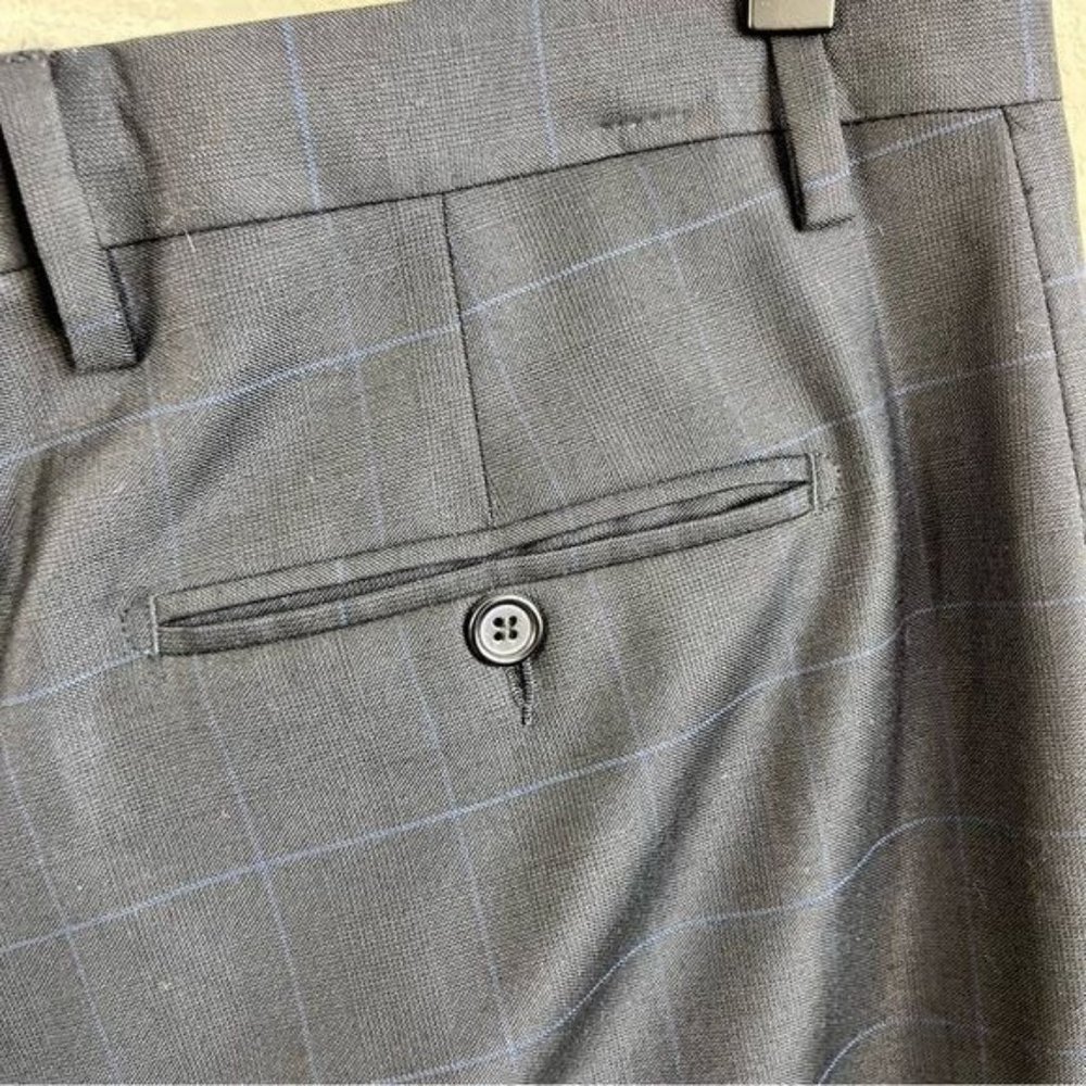 YSL Yves Saint Laurent Windowpane Wool 120s 3 Button Gridded Suit - Picture 11 of 13